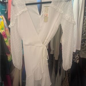 GB White Textured Midi Dress